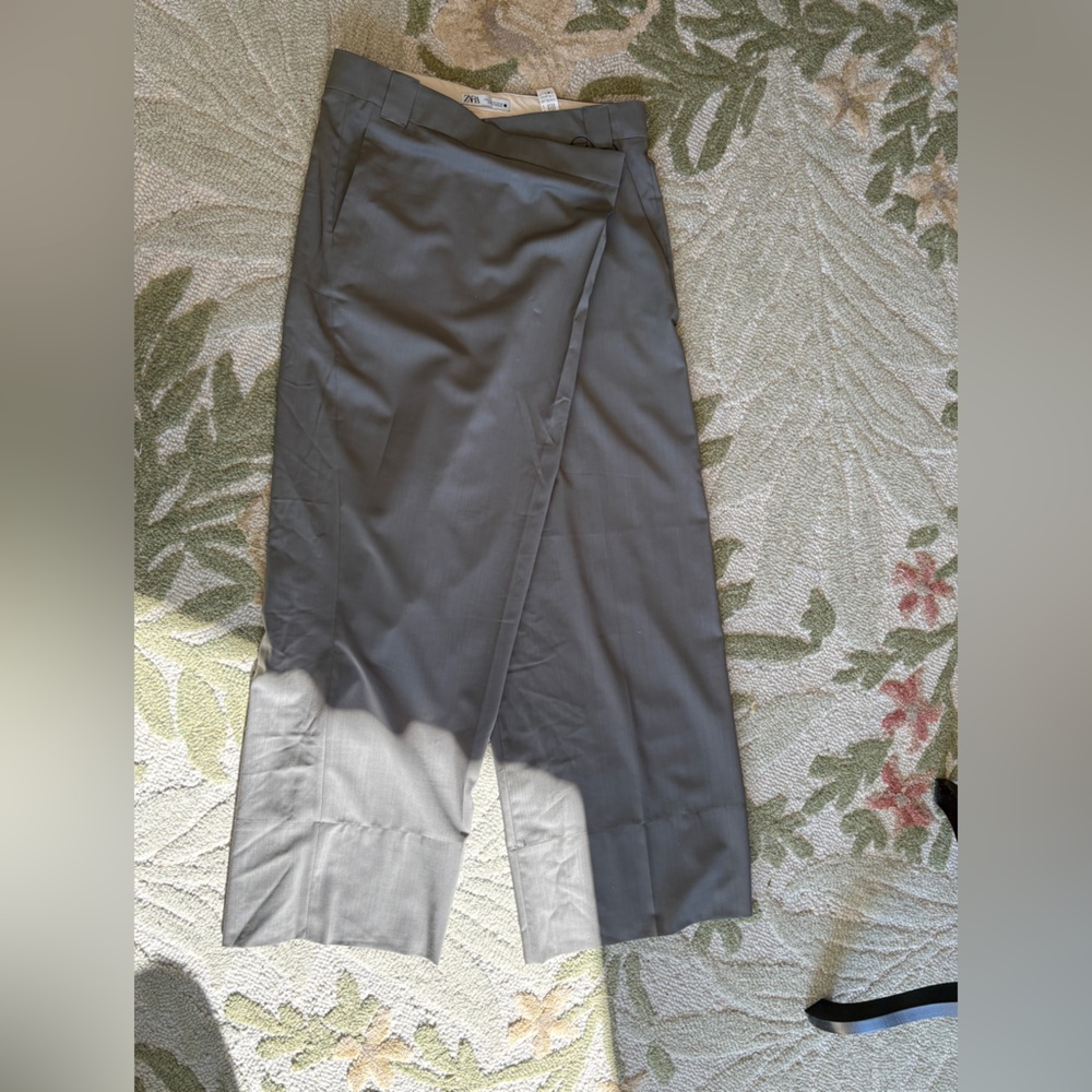 NWOT Zara Wool Ultra-High Waist Wrap-Over Front Wide Leg Trousers ZW Collection